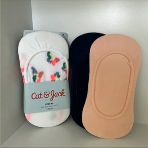 Cat & Jack Girls' Liner With Heel Grips Socks Solid Multi-Color Medium 5pk